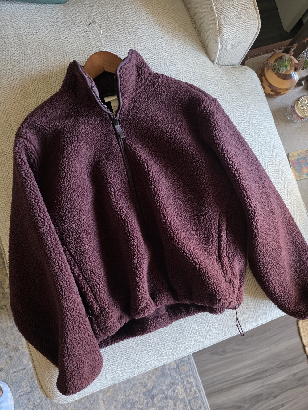 Cozy Zip-Up Sherpa Jacket in Deep Plum
